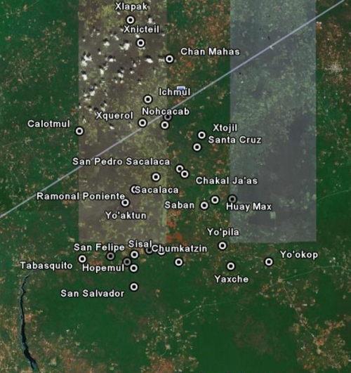 Chosen sites from the Cochuah region combined with Google Earth